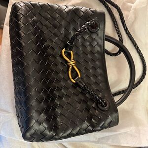 Black Woven Leather Crossbody